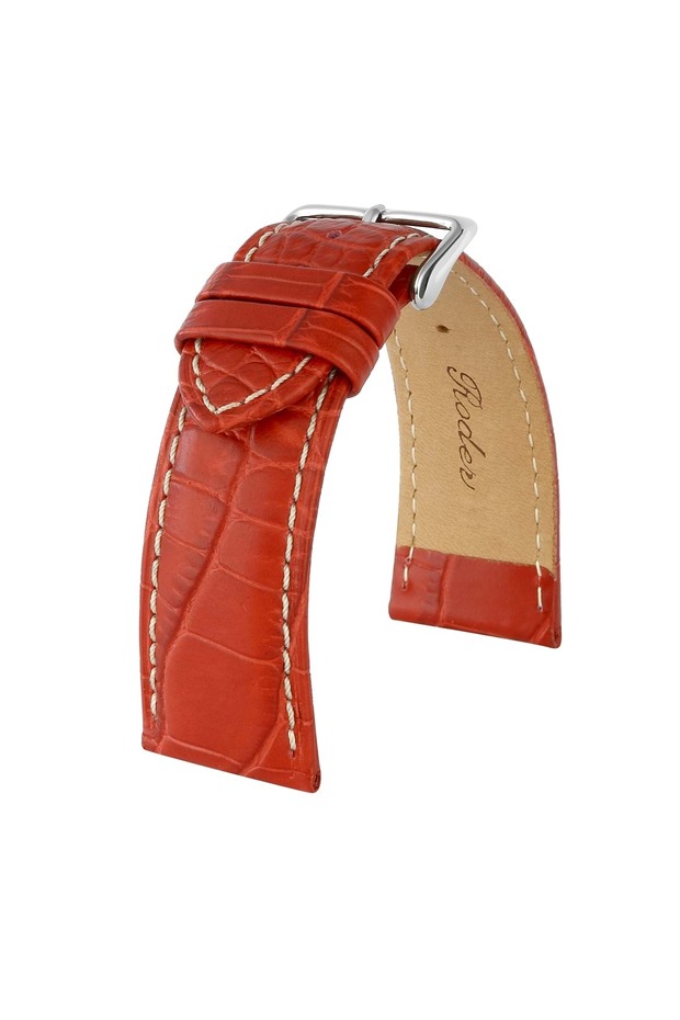 R4134W Leather Strap - Red-White - 20 mm