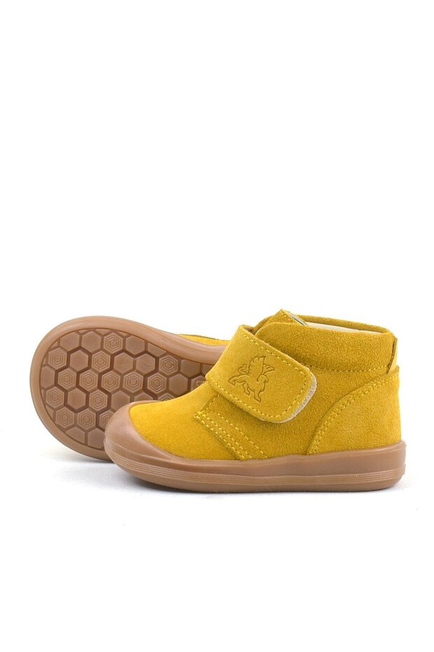 Yoohoo Hakiki Deri Sarı Cırtlı Unisex Bebek Bot - 6