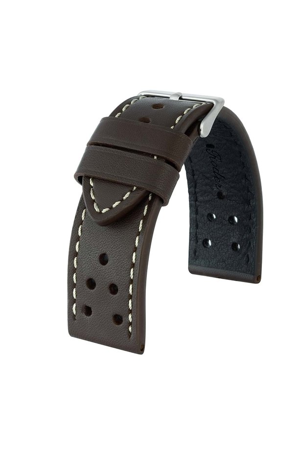 R4152W Leather Strap - Brown-White - 24X24Mm