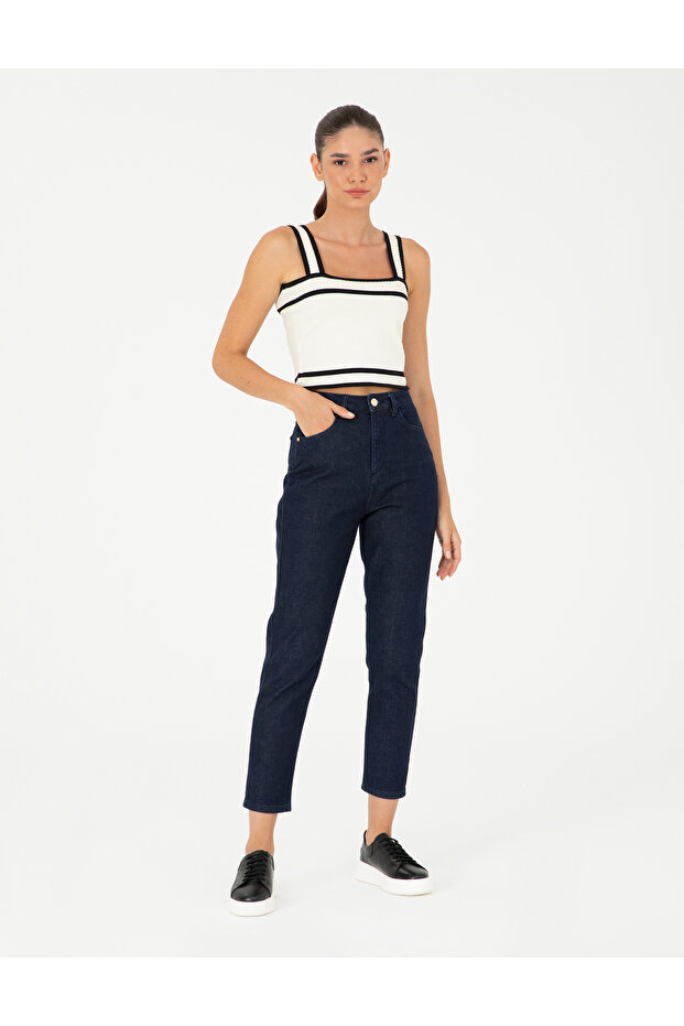 Dark Indigo Mom Fit Jean Pants 50293347-Vr089