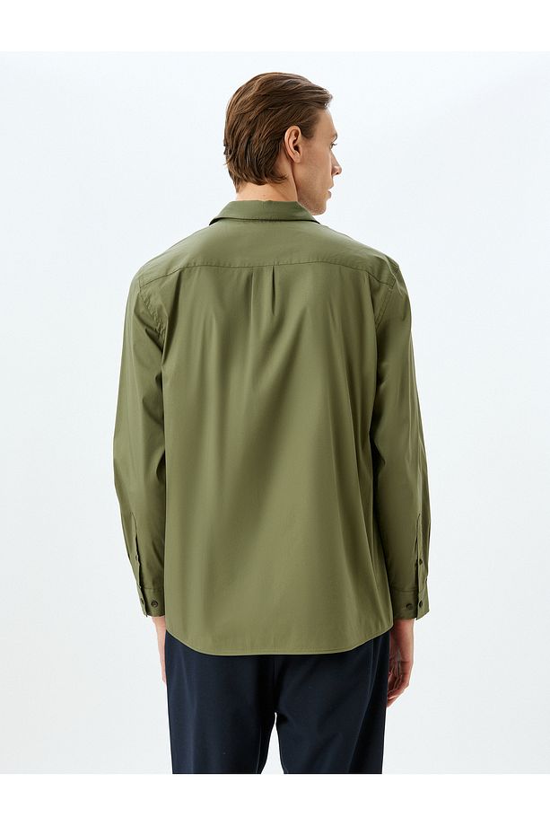 Uzun Kollu Regular Fit Pamuklu Basic Gömlek - 4