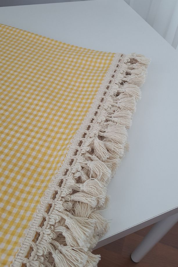 SARI PÖTİKARE MASA ÖRTÜSÜ, SOFRA BEZİ,PİKNİK ÖRTÜSÜ 170X170 - 3