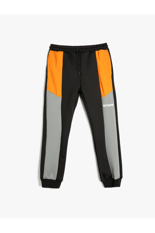 Jogger Sweatpants with Pocket Detail, Color Block, and Tieable Waistband