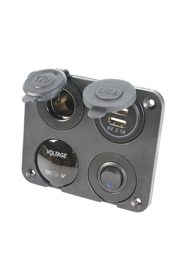 12v 2 Şarj Soketi+çakmaklık+voltaj Göstergesi+on-off Düğmeli Kontrol Paneli - 4
