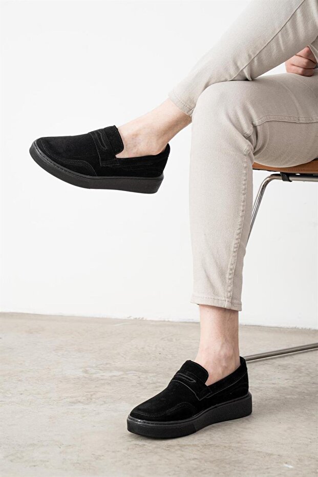 317 Black Color Men's Casual Shoes with Black Sole