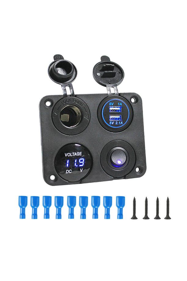 12v 2 Şarj Soketi+çakmaklık+voltaj Göstergesi+on-off Düğmeli Kontrol Paneli - 3