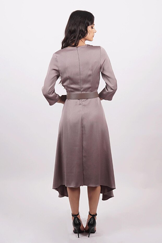 Vizon V Yaka Elbise - 5