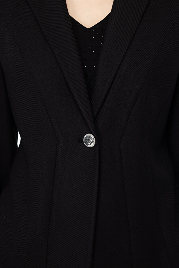 سترة رقيقة مضلعة بزر واحد - 3