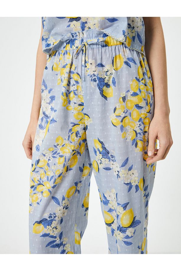 Pijama Altı Beli Bağcıklı Fırfırlı Pamuklu - 5