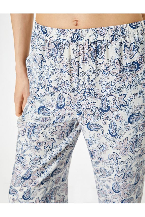 Çiçekli Pijama Altı Beli Lastikli - 5