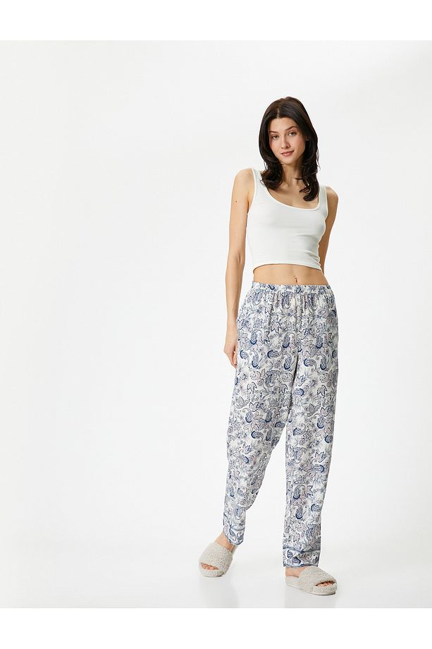 Çiçekli Pijama Altı Beli Lastikli - 1