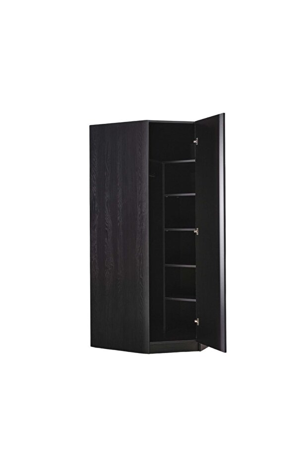 Corner Tek Kapaklı Raflı Askılı Köşe Zincir Dolap / Gardrop / Yüklük - 3