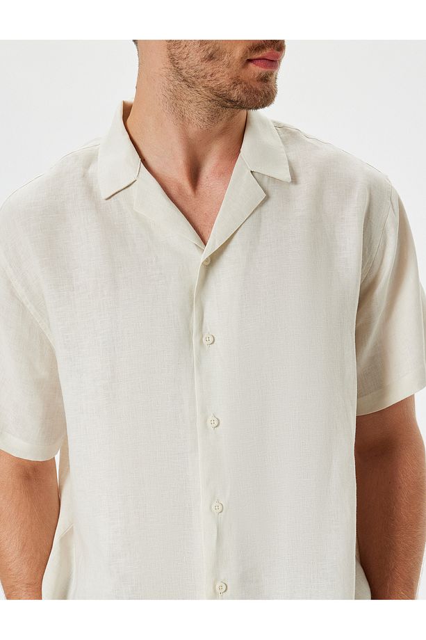 Keten Gömlek Basic Devrik Yaka Regular Fit - 5