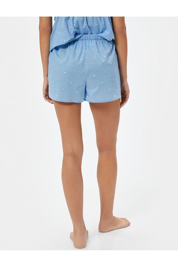 Pijama Altı Şort Beli Bağcıklı İşlemeli - 4