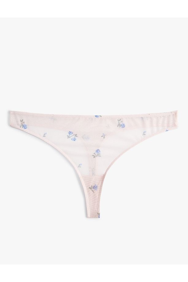 Çiçekli String Külot Tül Standart Bel - 1