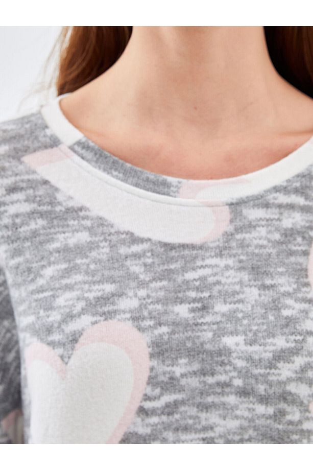 Lcwk Bisiklet Yaka Desenli Kadın Pijama Takımı - 3