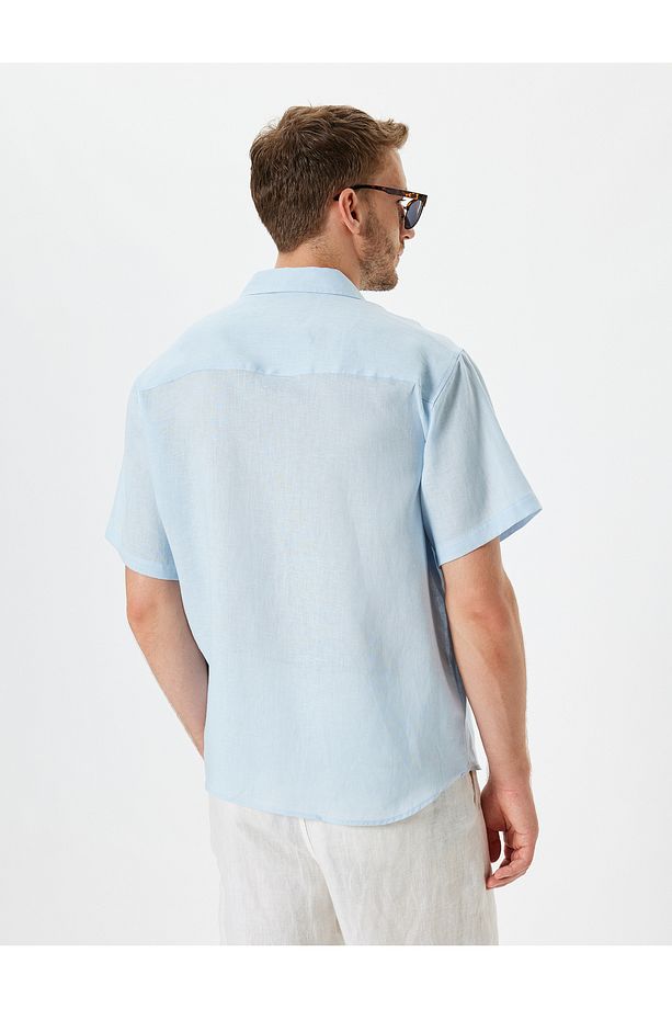 Keten Gömlek Basic Devrik Yaka Regular Fit - 4