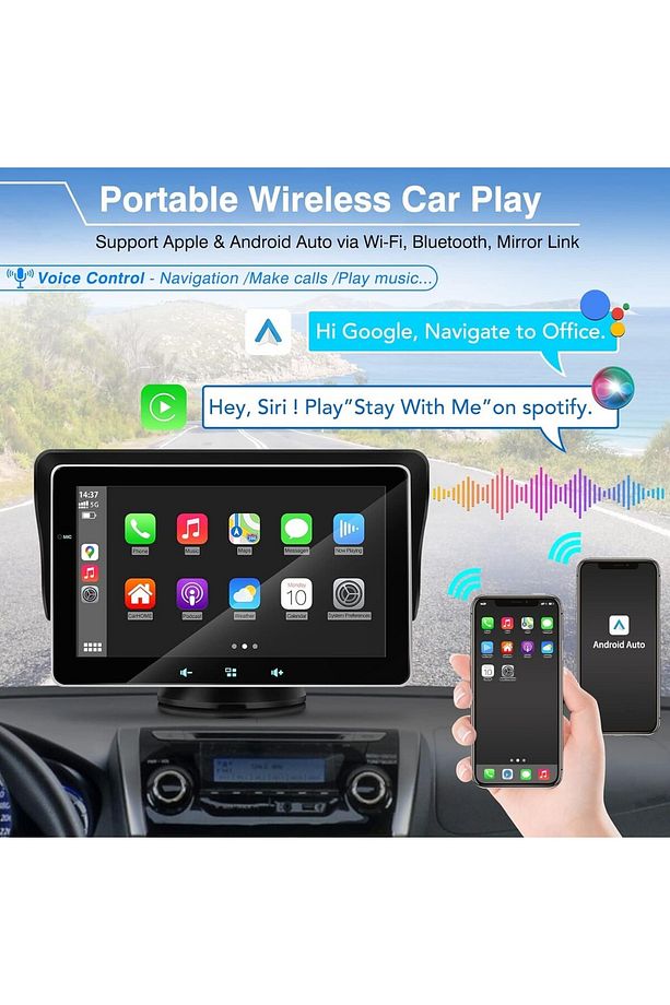 Kablosuz Taşınabilir Carplay ve Android Auto Ekranı - Bluetooth, GPS Navigasyonuyumlu - 2
