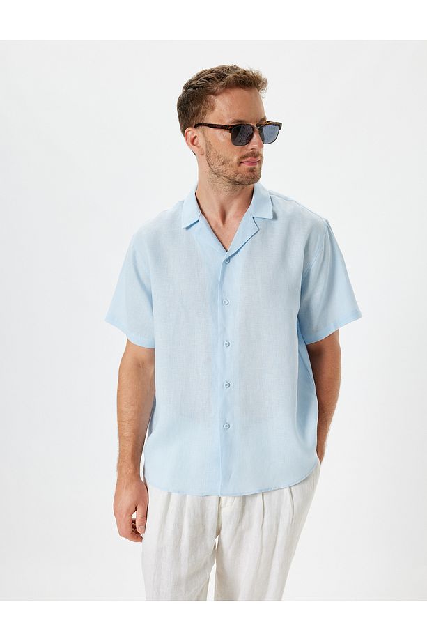 Keten Gömlek Basic Devrik Yaka Regular Fit - 2