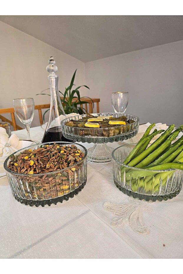 Cut Crystal Glass Salad Bowl Set of 3