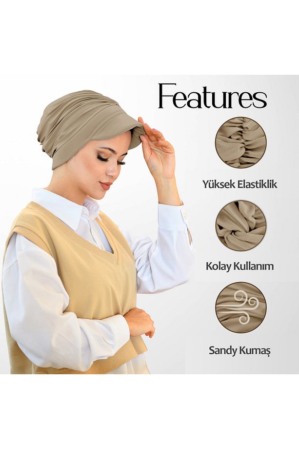 Spor Şapka- Tesettür Bone - Bone Eşarp- Hazır Bone Şal- Tasarım Bone Modelleri - 4