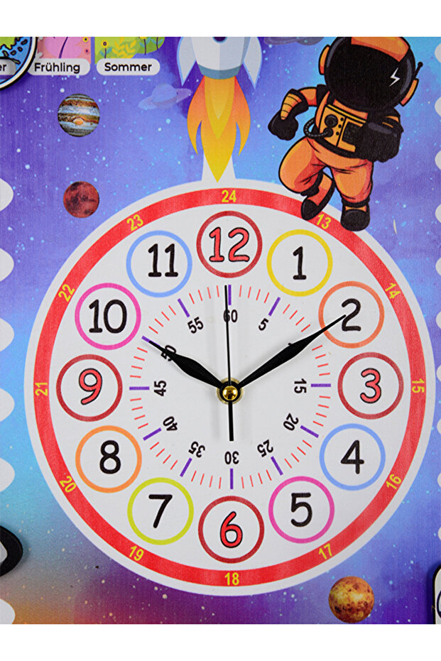 Çocuk Odası Almanca Gezegen Temalı Gerçek Saatli Duvar Takvimi - 2