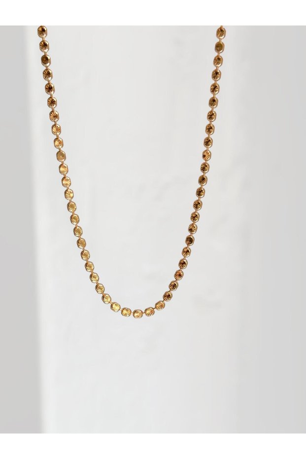 Patterned Scrunch Chain Necklace Rose Gold 45 cm
