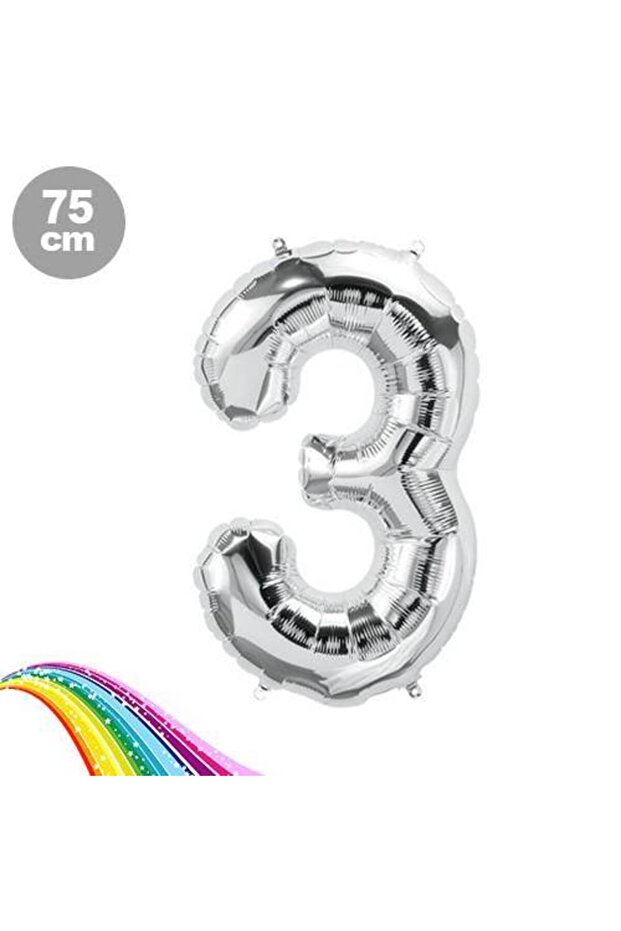3 بالونات فويل فضية (75 سم)