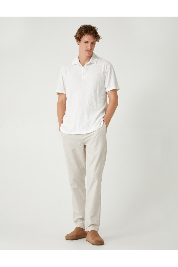 Linen Chino Trousers with Pocket Detail
