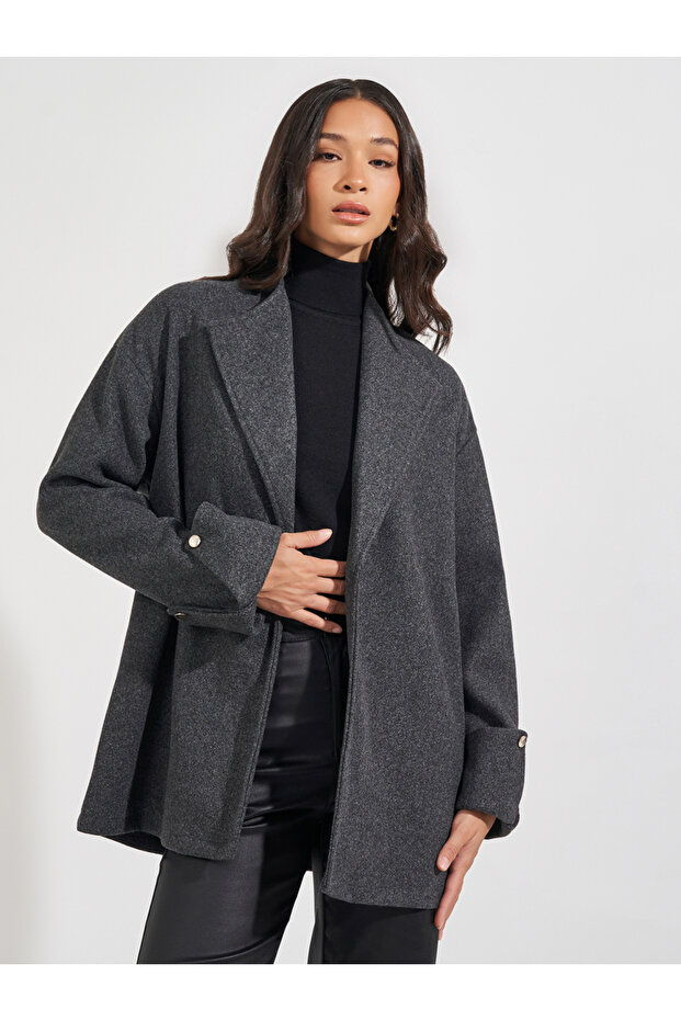 سترة كبيرة الحجم من الصوف الطويل - 1