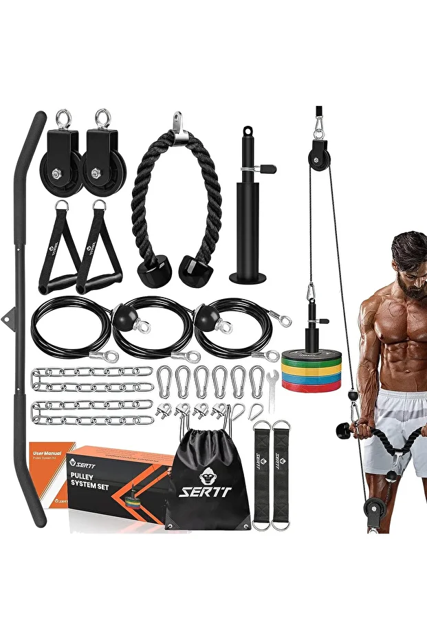LAT Pulldown, Tricep Egzersiz Makarası Sistemi Bicep Curl, Triceps, Omuzlar, Sırt ve Önkol - 1