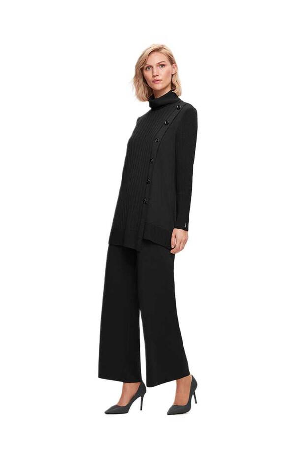 Thick Corded Stand Collar Knitwear Tunic T25K-6014