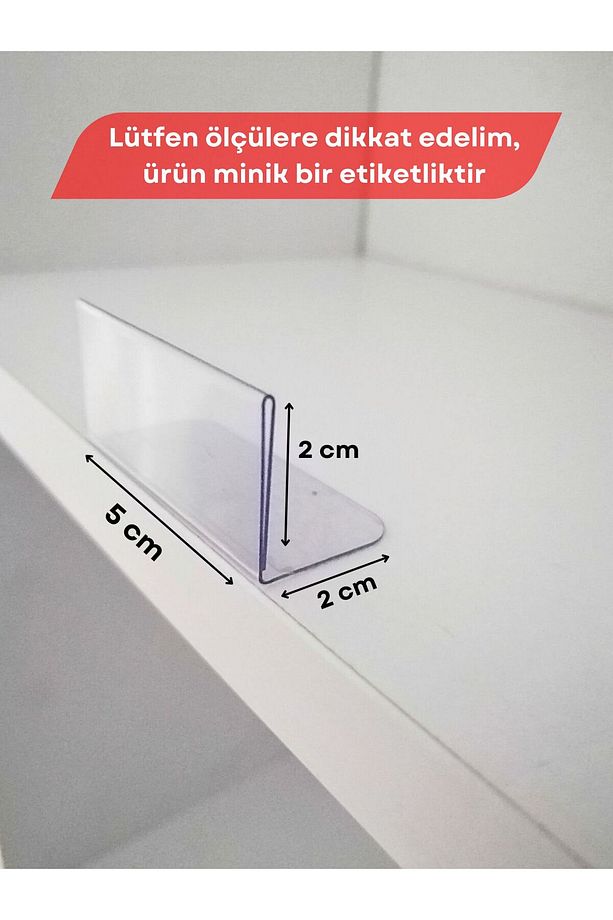 10 Adet Pvc Etiketlik Raf Önü Dik Yapışkanlı 5x2 Cm Vitrin Etiketliği Siperlikli Etiketlik Isimlik - 4