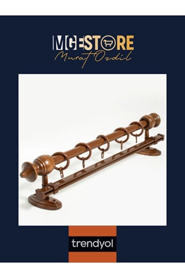 Tek Raylı Ahşap Rustik Perde Askısı 100 Cm - 2