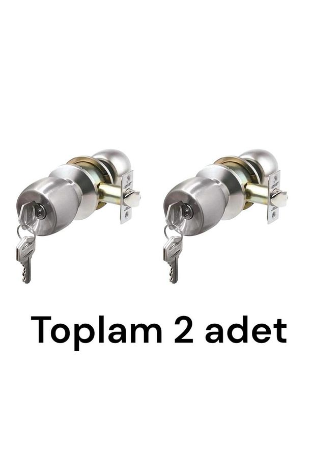 2 Adet Topuzlu Kapı Kolu Kilidi Otel Tipi Kapı Kolu Kilit Wc Banyo Kapı Kilidi - 2