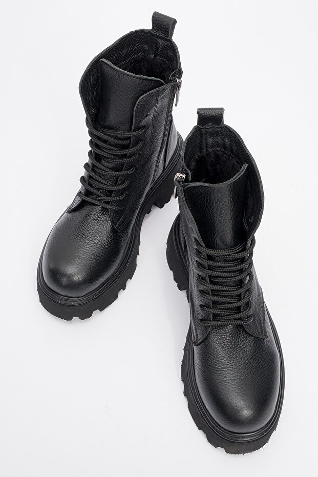 Loreta Czarne Oryginalne Skórzane Damskie Buty - 2