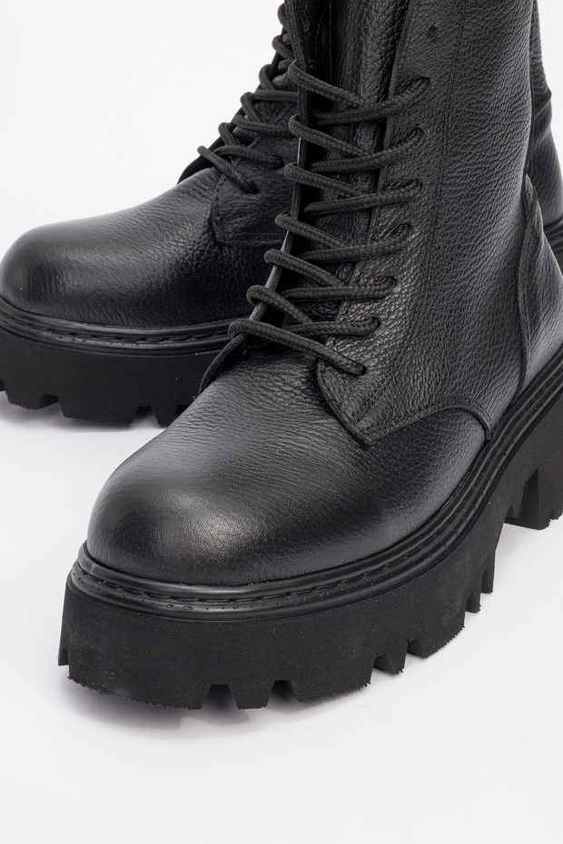 Loreta Czarne Oryginalne Skórzane Damskie Buty - 3