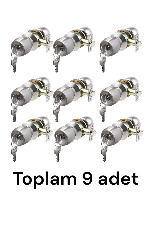 9 Adet Topuzlu Kapı Kolu Kilidi Otel Tipi Kapı Kolu Kilit Wc Banyo Kapı Kilidi - 1