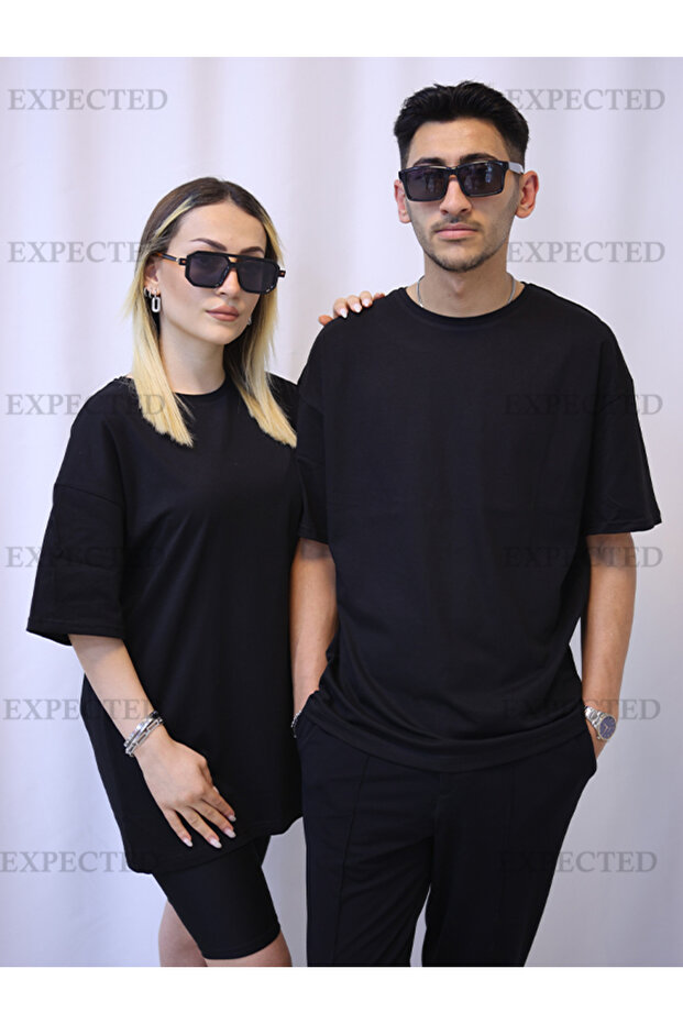 Lover Couple Friend Combination Oversize Basic Cotton Plain T-Shirt - 2 Pieces