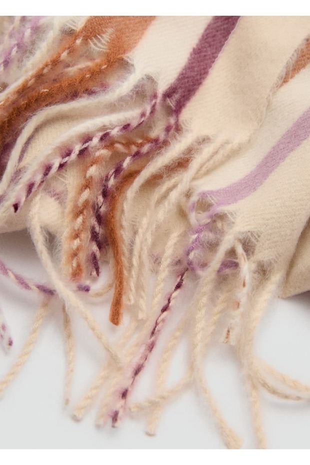 Püsküllü kareli atkı - 1