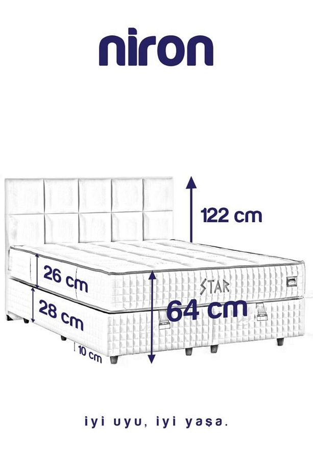 Star Yatak Seti 160x200 cm Çift Kişilik Yaylı Sert Ortopedik Yatak Antrasit Lüks Baza Başlık Takımı - 6