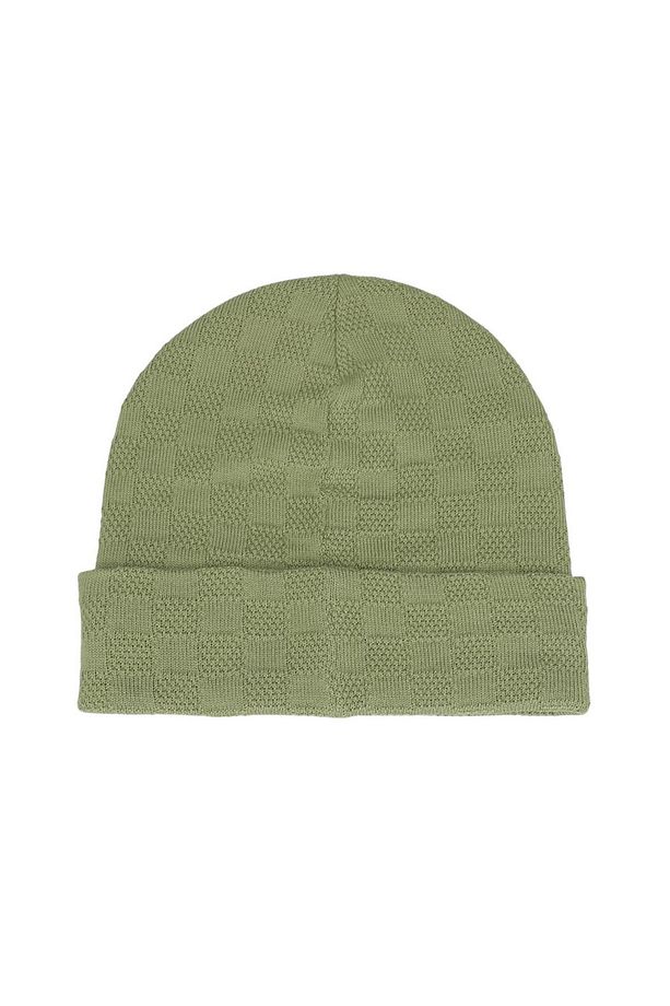 Check Tall Cuff Beanie Unisex Yeşil Bere - 2