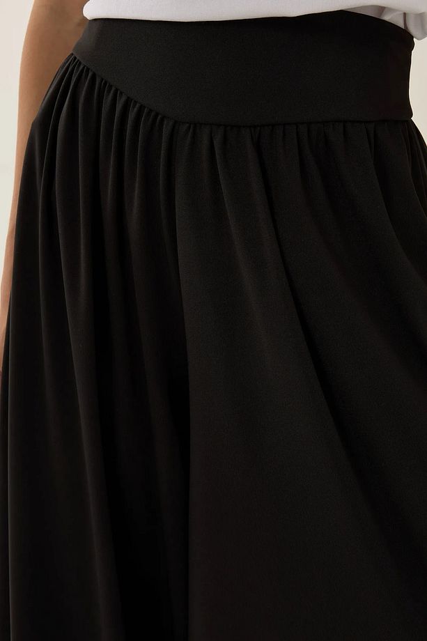 Yüksek Bel Pliseli Wide Leg Örme Pantolon - 5