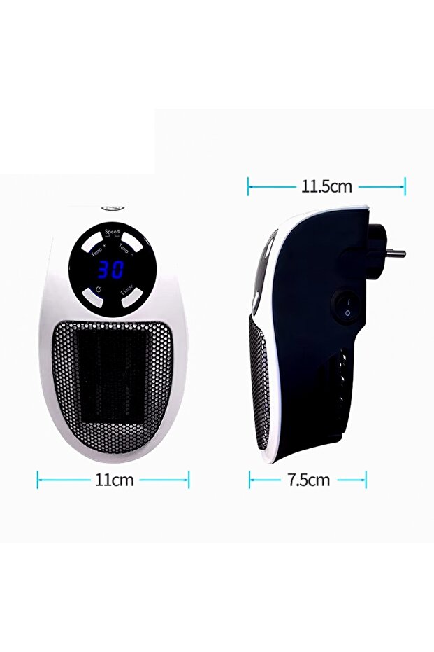 Zaman Ayarlı Kumandalı Priz Tipi Isıtıcı Mini Duvar Tipi Isıtıcı Fanlı 500w Duvar Sobası 220v - 4