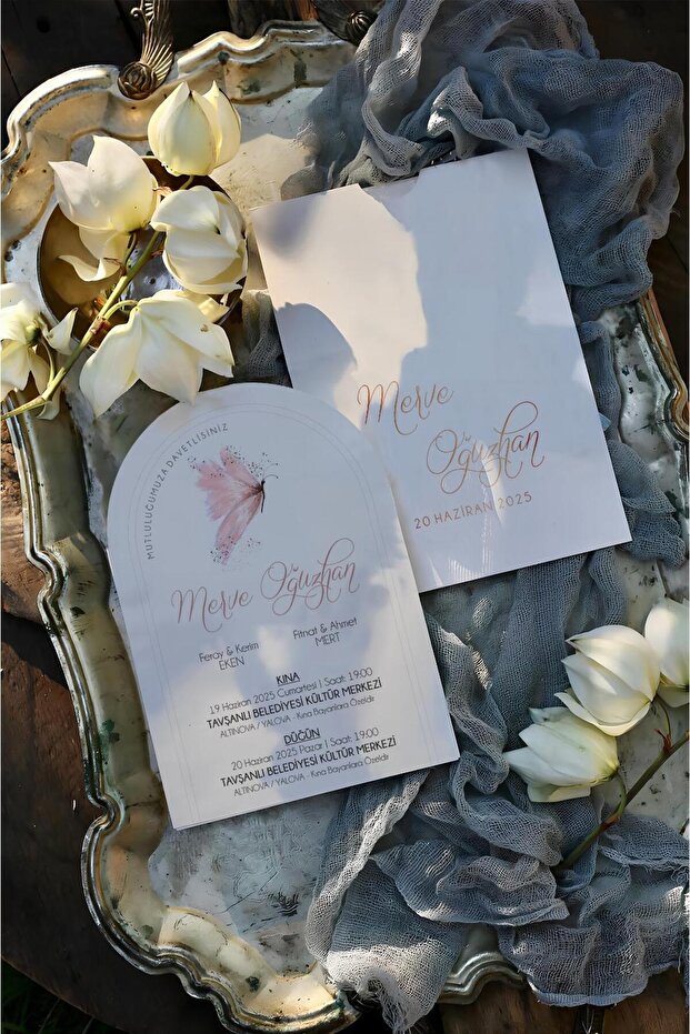 Linvito Oval Düğün, Nikah, Nişan Davetiyesi (50 Adet)