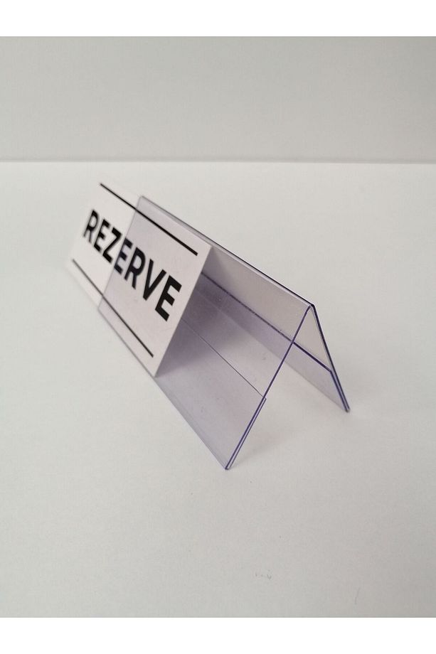 5 Adet Rezerve Yazısı PVC Çift Yön Bilgilendirme Masaüstü Rezerve Aparatı Masa REZERVE Beyaz - 4