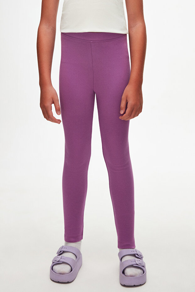 Açık Mor Basic Kız Çocuk Kışlık Tayt - 2