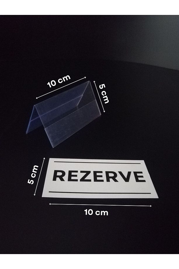 5 Adet Rezerve Yazısı PVC Çift Yön Bilgilendirme Masaüstü Rezerve Aparatı Masa REZERVE Beyaz - 3