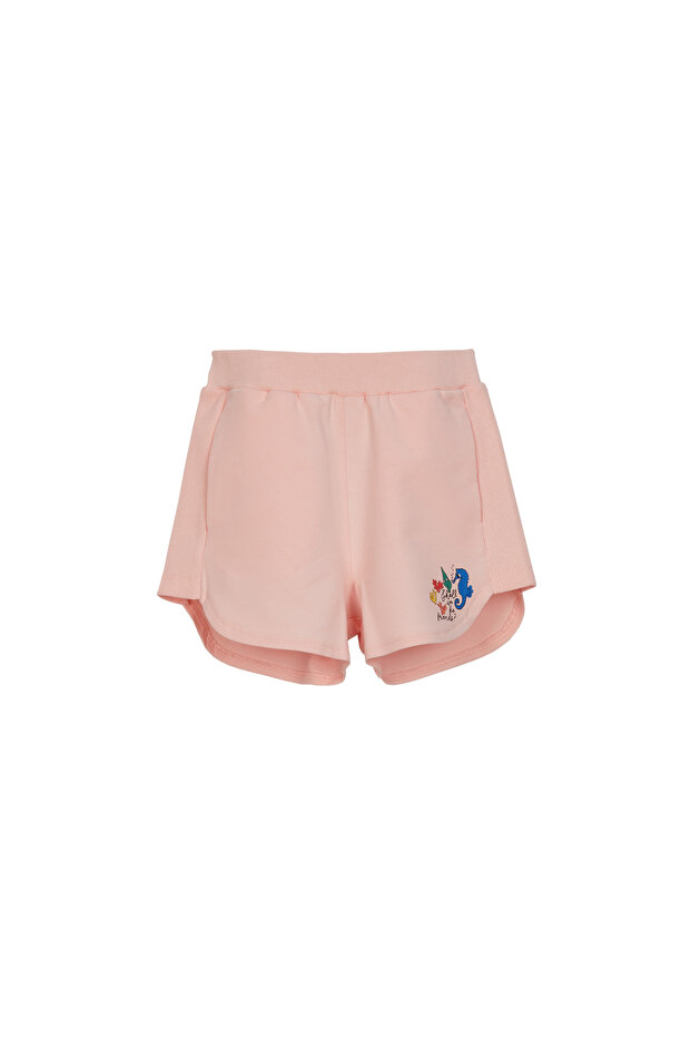 Light Powder Two Thread Sea Horse Printed Girls' Shorts