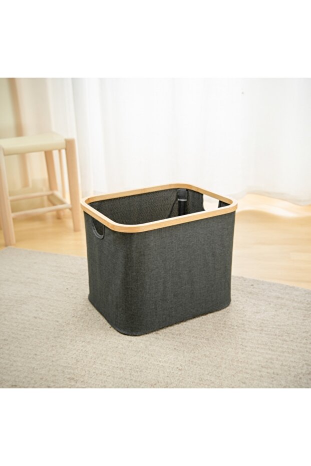 Open Top Design Rectangular Bamboo Laundry Hamper - 3
